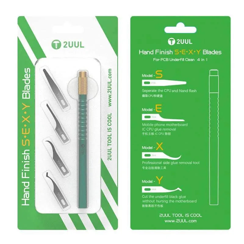 2UUL 4 IN 1 HAND FINISH SEXY BLADES SET FOR MOTHERBOARD BGA IC GLUE CLEANING